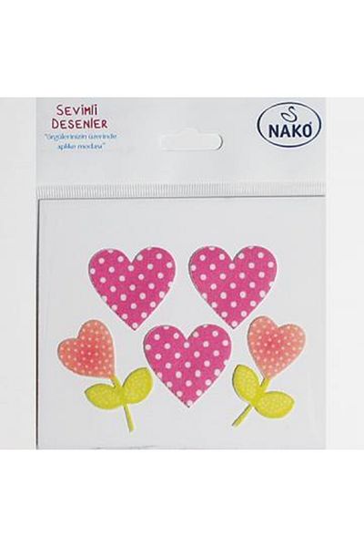 NAKO Heart And Flower Set 00033 Iron-on Paste Crest Label Patterns