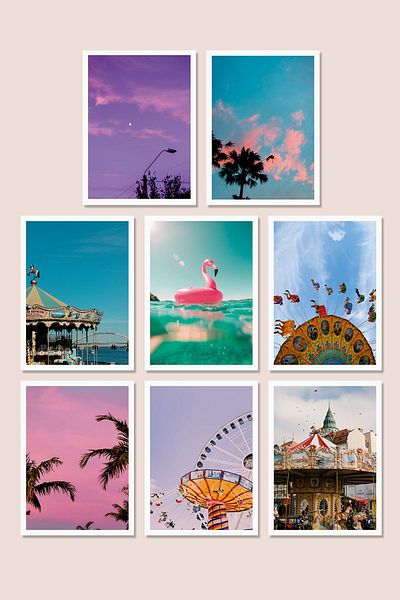 Özer Store 8 Colorful Retro Photo Postcard Message Cards