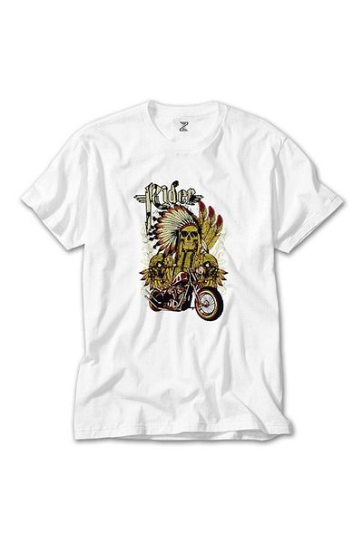Z zepplin Λευκό μπλουζάκι Motorcycle Skull Rider