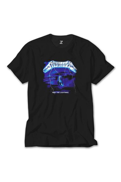 Z zepplin Μαύρο T-Shirt Metallica Ride The Lightning