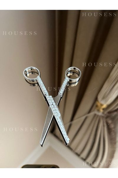 Housess Promise Engagement Henna Scissors Silver Stone Embroidered