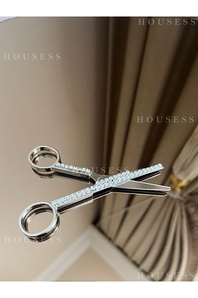Housess Promise Engagement Henna Scissors Silver Stone Embroidered