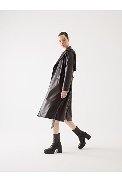 Juste Studio Коричневий шкіряний тренчкот із задньою деталлю