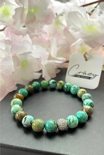 CRAZY TAKI TASARIM سوار نسائي من الحجر الطبيعي باللون الفيروزي الأفريقي (TURQ...