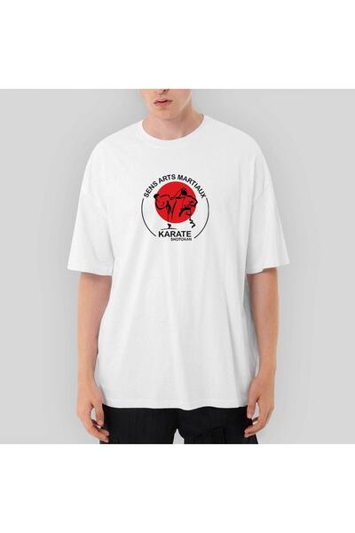 Z zepplin Tricou alb supradimensionat Karete Shotokan Red Circle