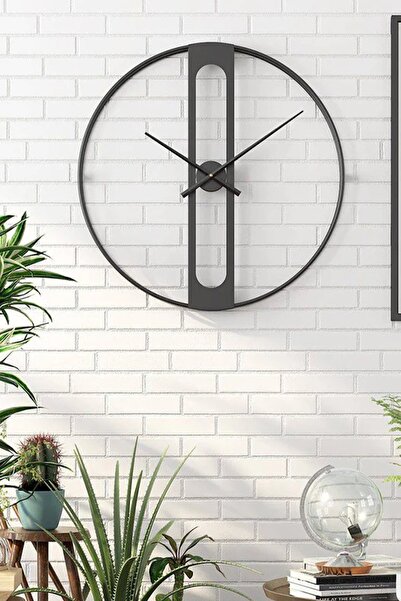 MetaQuartz Aksesuar Ahsen Siyah Clock 40 Cm Black Metal (MOBİLYA) Duvar Saati