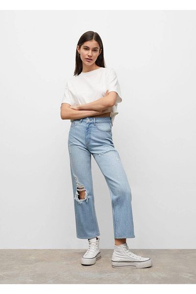 Mango Teen Декоративна рвана джинса прямого крою