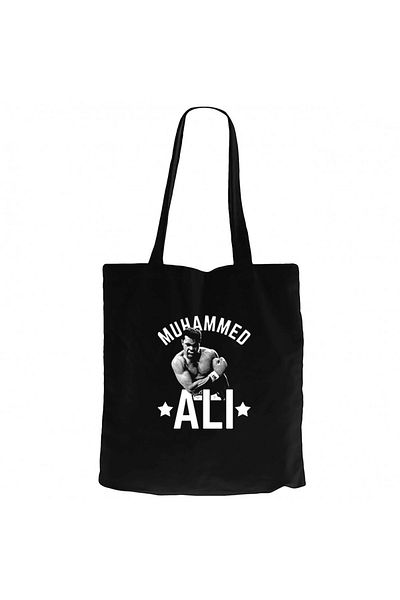 Z zepplin Muhammad Ali Face Black Canvas Tote Bag