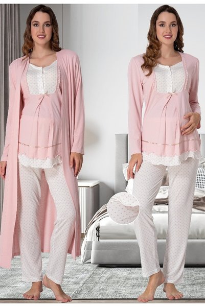 by İGP Women's Maternity Maternity Pajama Set with Dressing Gown Effortt
