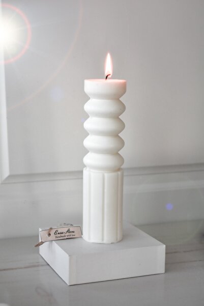 ersu store Büyük Boy Dalgalı Sütün Soya Mumu