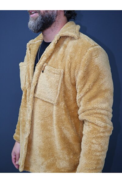 S&R FASHION Λούτρινο χειμωνιάτικο μπουφάν με κουμπιά