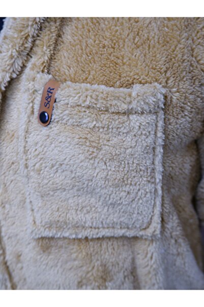 S&R FASHION Λούτρινο χειμωνιάτικο μπουφάν με κουμπιά