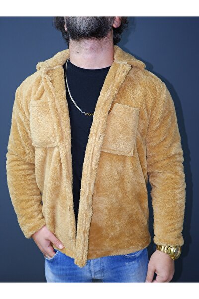 S&R FASHION Λούτρινο χειμωνιάτικο μπουφάν με κουμπιά