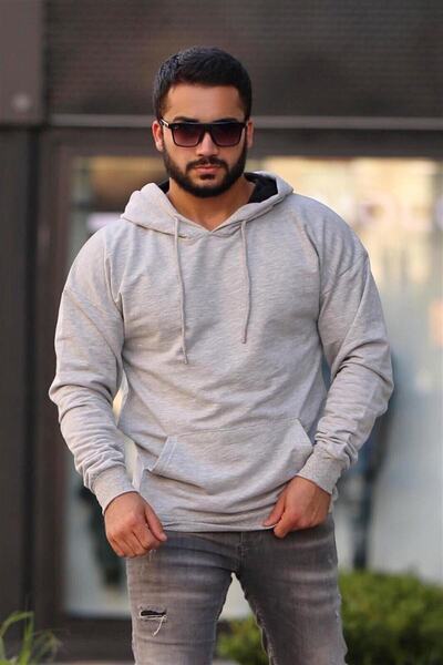 Madmext Чоловічий сірий оверсайз-светр з капюшоном 2876
