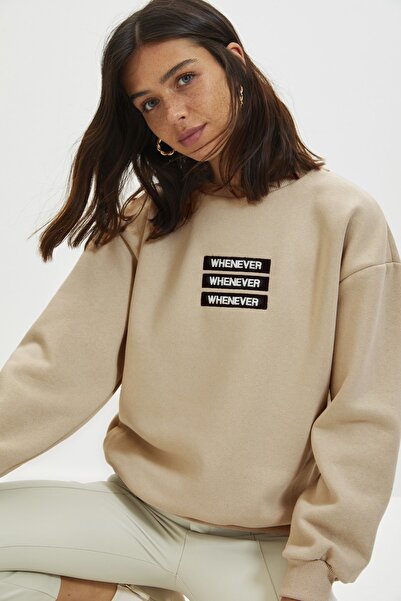 Trendyol Collection Sweatshirt - Beige - Regular Fit
