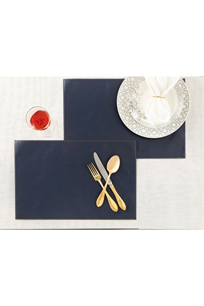 English Home Set de 2 servicii americane din piele 30x45 cm bleumarin