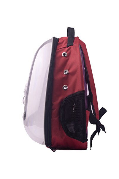 Alfagrup Kırmızı Şeffaf Astronot Kedi Köpek Taşıma Sırt Çantası 45x36x25 cm