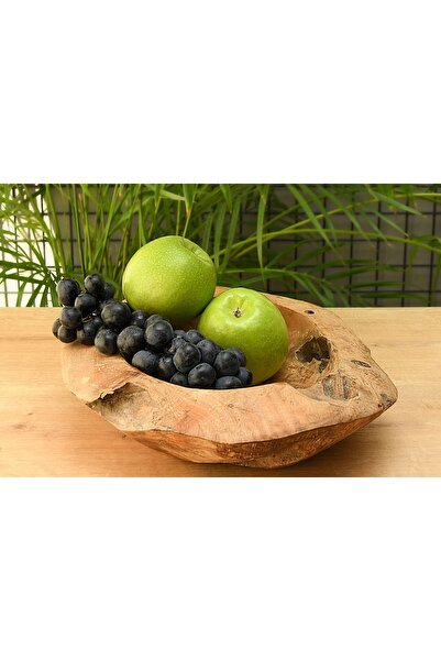 BOHOBAZZAR Teak Ağacı El Yapımı Servis Tabağı 30*30*8cm