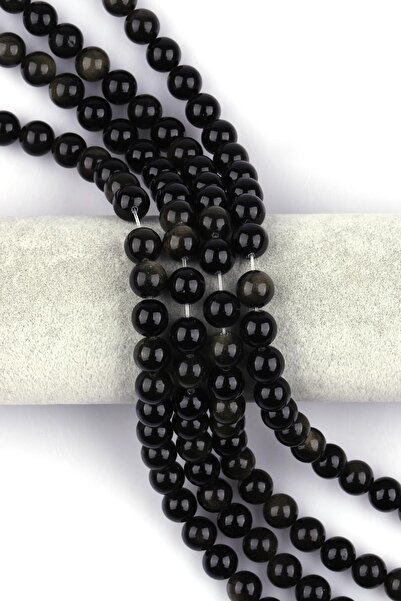 Alibaba Doğaltaş Golden Obsidian (B Quality) Natural Stone String 10 Mm Spher...