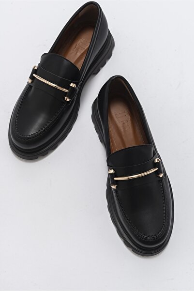 LuviShoes Dupla fekete bőrű női oxfordi cipő