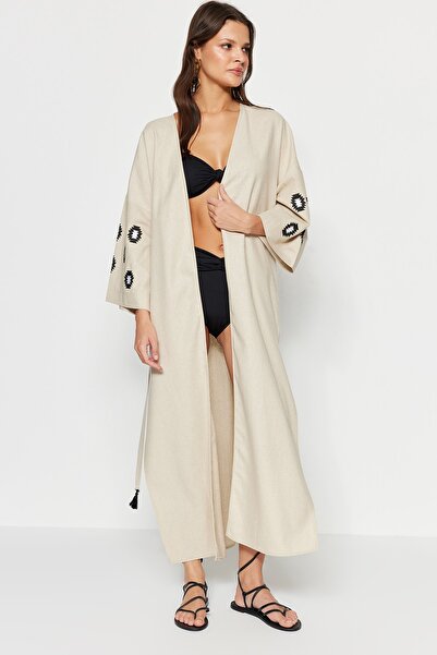 Trendyol Collection Kimono & Kaftan - Beige - Regular Fit
