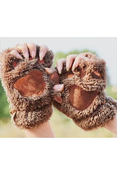 Nanelimonshop Paw Gloves Soft Espresso Dark Brown