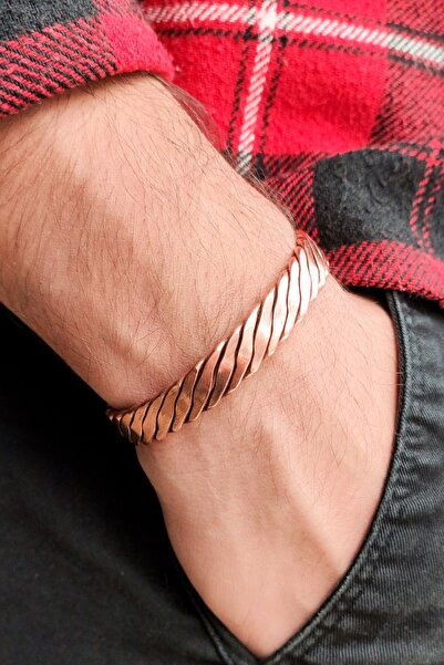 Vip Kehribar El Yapımı Ayarlanabilir Şifalı Saf Bakır Bileklik