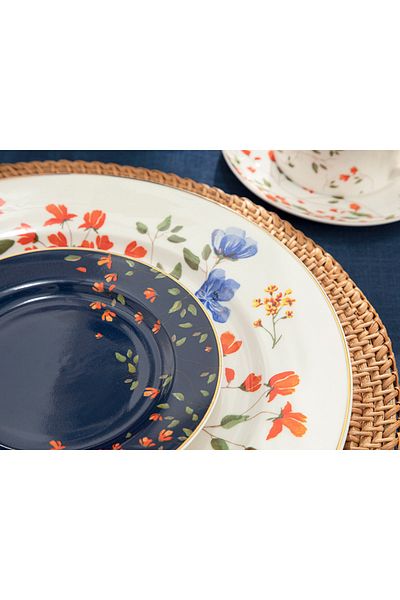 English Home Belleza New Bone China Sweet Plate 15 cm Navy Blue-Orange-Green