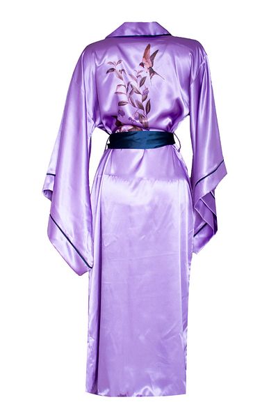 Mita Concept Lilac Maxi Kimono - Bat Sleeve Design