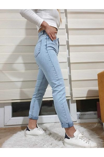 LAMİRA Mom Jean Snow Wash Flexibil Lycra Femei