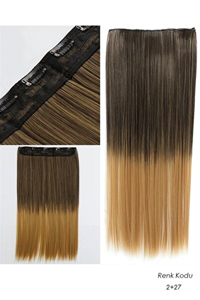 AKOLİFE Устойчива на топлина полумесечна клипс за коса, кафеникаво кафяво омбре