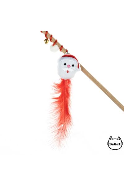 Be Cat Santa Claus, Plush Toy Santa Claus Figured Cat Fishing Rod with Bells