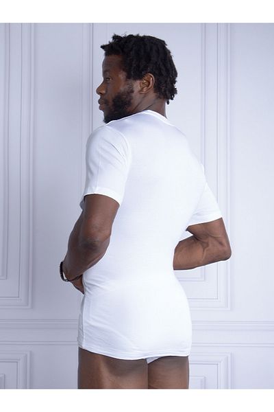 Blackspade Men's Silver Short Sleeve White Modal Crew Neck T-shirt 9306