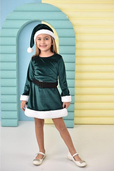 My Kids Wear Rochie de Crăciun pentru fetiță din catifea cu pompon cu sclipici
