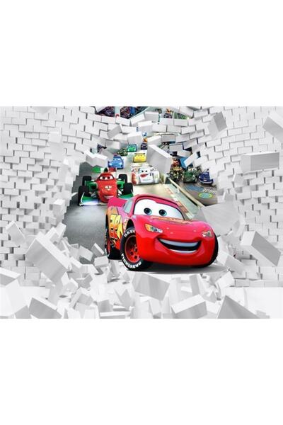 EkoDekor 3 Boyutlu Duvar Kagitlari Şimşek Mcqueen Çocuk Odası 3d Duvar Kağıdı Kanvas Tek Parca