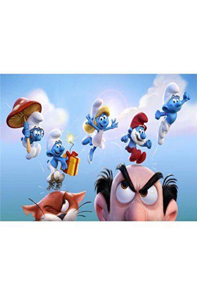 EkoDekor 3boyutluduvarkagitlari Şirinler Çocuk Odası Duvar Kağıdı Kanvas Tek ...