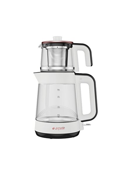Arçelik 1900w, 2000ml, Çift Cam Beyaz Çay Makinesi