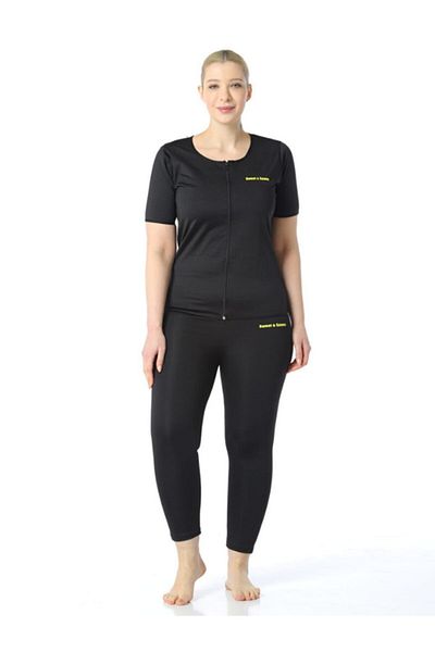 FİTFORMGİYİM Set cu fermoar pentru îmbrăcăminte sportivă termică neagră pentru femei 100% original