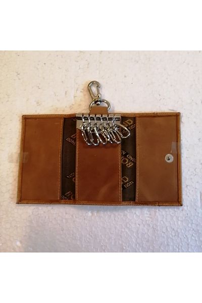 Bond Unisex Genuine Leather Tan Crocodile - Hidden Eye, 6 Silver Metal Hook Belt, Hanging Keychain