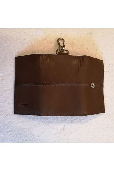 Bond Genuine Leather Unisex Mink Antique - Single Snap, Three Hidden Eyes, 6 Silver Metal Hook Belt Strap Keychain