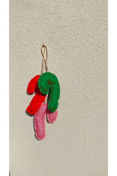 White Alamode Christmas Tree Cane Ornament Set of 3