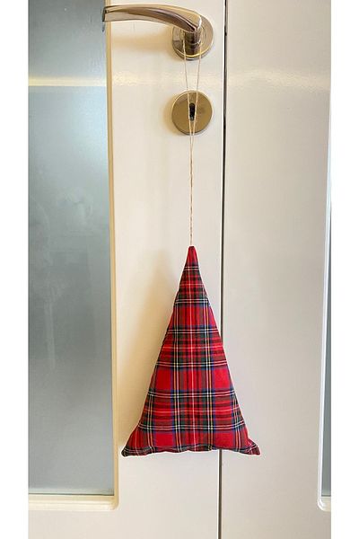 White Alamode Plaid Patterned Christmas Pine Tree Shaped Accessory