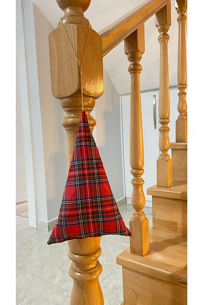 White Alamode Plaid Patterned Christmas Pine Tree Shaped Accessory