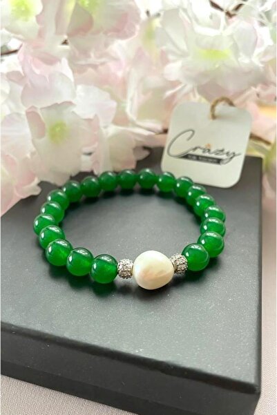 CRAZY TAKI TASARIM اليشم (ceyt) وسوار نسائي من الحجر الطبيعي من اللؤلؤ الطبيعي