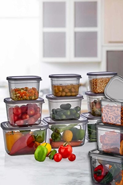 Mim Life مجموعة من 12 حاوية تخزين شفافة مربعة الشكل - سلسلة بلاتينية