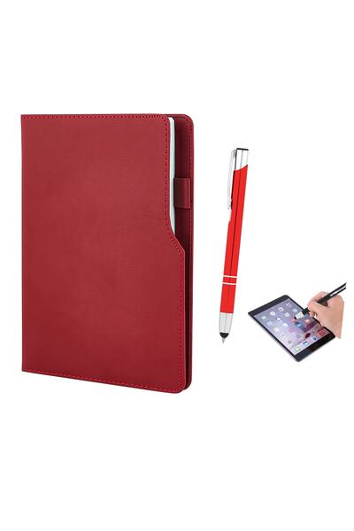 Paras Ticaret Enzo Termo Deri Not Defteri Touchpen Dokunmatik Uç Metal Tükenmez Kalemli Çizgili Defter