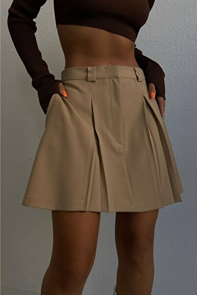 lovebox Бежева міні-спідниця - жіноча, з низькою талією, 2531