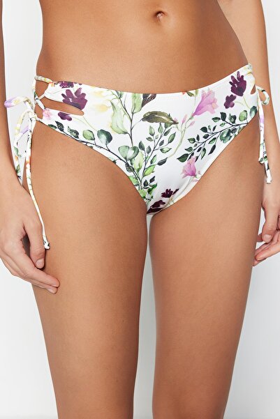 Trendyol Collection Floral Patterned Tie-Up Regular Leg Bikini Bottom TBESS23BA00070
