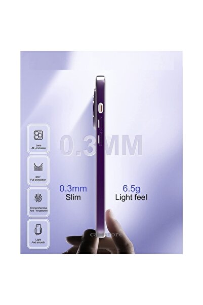 m.tk moveteck Iphone 14 Pro Max Kamera Lens Koruyuculu Kılıf Ultra Slim Ince Arkası Şeffaf Sararmaz Sert Pc