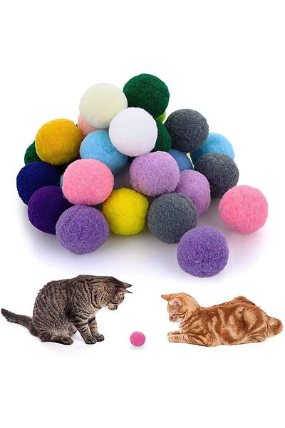 TİNEKE Colorful Pompoms Cat Toy (2.5 Cm 50 Pieces)